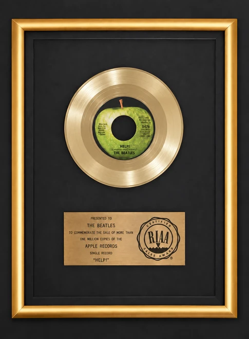 The Beatles Help! 45 Gold RIAA Record Award Apple Records
