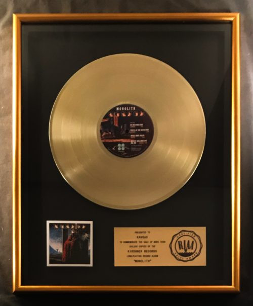 Kansas Monolith LP Gold RIAA Record Award Kirshner Records To Kansas
