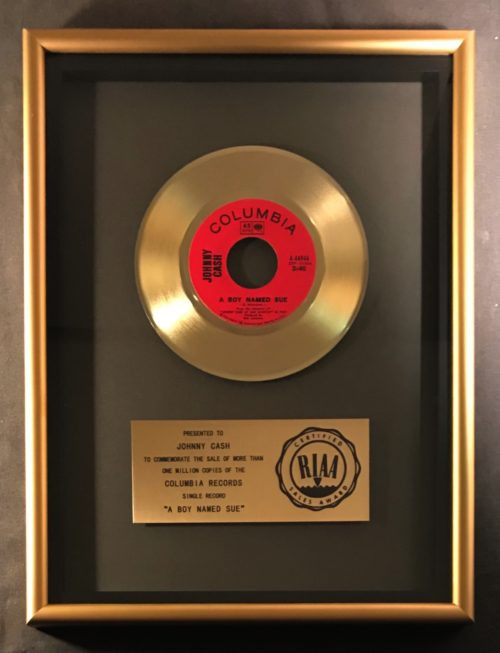 Johnny Cash A Boy Named Sue 45 Gold RIAA Record Award Columbia Records

