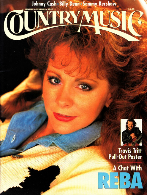 Country Music Magazine January February 1993 Reba McEntire, Johnny Cash, Travis Tritt Poster, Billy Dean

