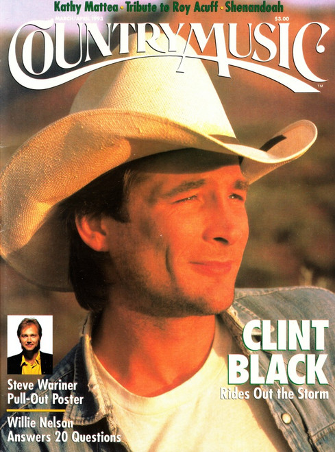 Country Music Magazine March April 1993 Clint Black, Steve Wariner Pull Out Poster, Willie Nelson, Roy Acuff

