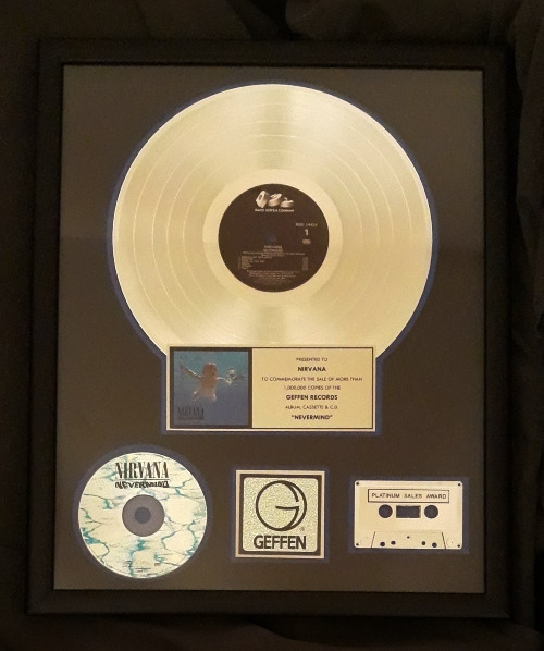 Nirvana Nevermind LP Cassette CD Platinum Non RIAA Record Award DGR Records 