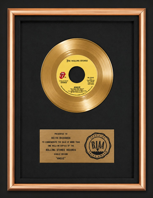 The Rolling Stones Angie 45 Gold RIAA Record Award To Keith Richards