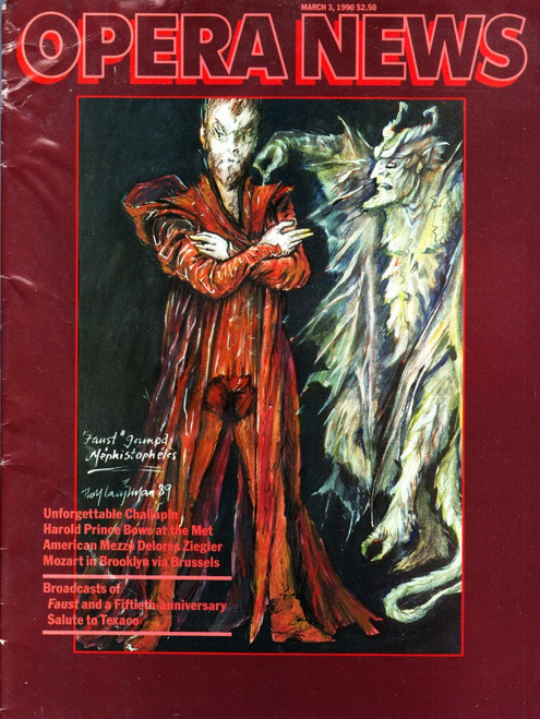 Opera News Magazine March 3, 1990 Rolf Langenfass Sketch, Mephistopheles, Faust
