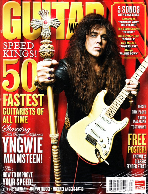 Guitar World Magazine July 2008 Yngwie Malmsteen Poster, Speed Kings, Pink Floyd, Mint In Bag
