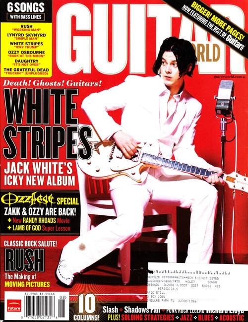 Guitar World Magazine August 2007 White Stripes Jack White, Rush, Ozzfest, Ozzy Osbourne, Zakk Wylde, Slash (#3)
