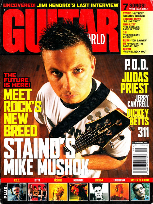 Guitar World Magazine September 2001 Staind, P.O.D., 311, Judas Priest, Jimi Hendrix, Jerry Cantrell (#1)

