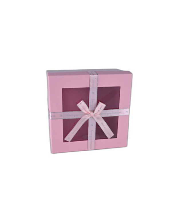 Caja de regalo Rosa c/Ventana Transparente 1075 17x17 cm