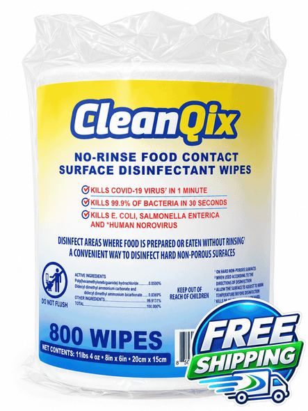 CleanQix No-Rinse Food Contact Surface Disinfectant Wipes / 2 Rolls