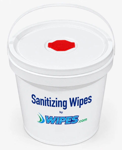 Hand Sanitizing Wipes Bucket and Label