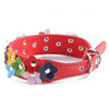 Red PU Leather Flower Wide Dog Collar