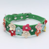 Green PU Leather Flower Wide Dog Collar