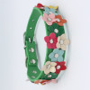 Green PU Leather Flower Wide Dog Collar