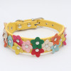 Yellow PU Leather Flower Wide Dog Collar