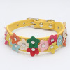 Yellow PU Leather Flower Wide Dog Collar