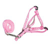 Pink Pawprint Bone Nylon Dog Harness & Lead Set