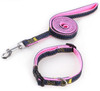 Pink Blue Denim 3 Piece Dog Collar Harness & Lead Set