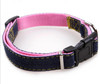 Pink Blue Denim 3 Piece Dog Collar Harness & Lead Set