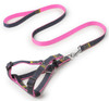 Pink Blue Denim Dog Harness & Lead Set