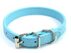 Sky Blue Plain PU Leather Effect Dog Collar