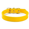 Yellow Plain PU Leather Effect Dog Collar