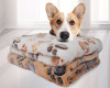 Beige Pawprint Fleece Dog Blanket