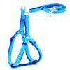 Blue Polka Dot Nylon Dog Harness & Lead Set