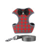 Red Grey Plaid Bow Dog Harness & Lead Set