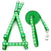 Small Green Pawprint Nylon Dog Collar Harness & Lead Set