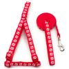Small Red Pawprint Nylon Dog Collar Harness & Lead Set