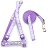 Small Light Purple Pawprint Nylon Dog Harness & Lead Set