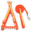 Small Orange Pawprint Nylon Dog Harness & Lead Set