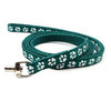 Small Dark Green Pawprint Nylon Dog Collar & Lead Set