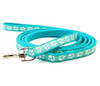 Small Turquoise Pawprint Nylon Dog Collar & Lead Set