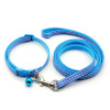 Small Blue White Check Nylon Dog Collar & Lead Set