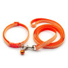Small Orange White Check Nylon Dog Collar & Lead Set