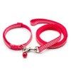 Small Red White Check Nylon Dog Collar & Lead Set