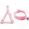 Small Pink Pawprint Nylon Dog Collar & Harness Set