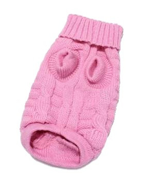 Pink Plain Knitted Dog Jumper