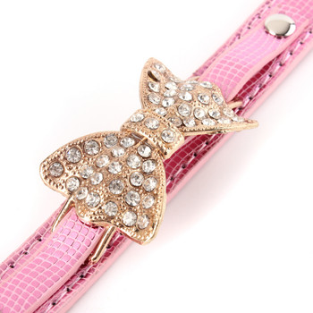 Pink Sparkly Rhinestones Bow Dog Collar