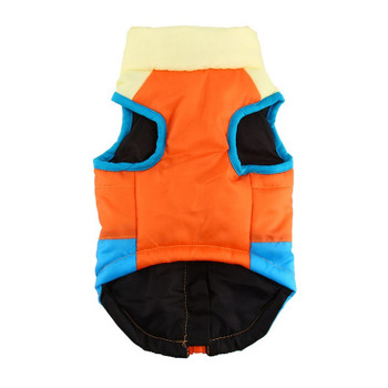 Cream Orange Blue Dog Puffer Vest Coat