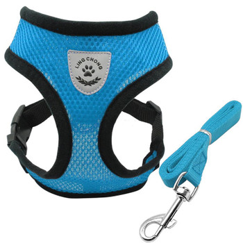 Blue Nylon Dog Harness & Lead Set