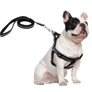 Reflective Black Dog Harness & Lead Set