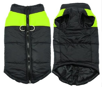 Black Green Padded Dog Vest Coat