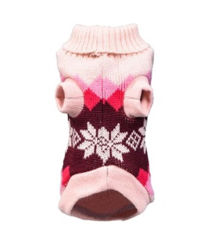 Pink Snowflake Knitted Dog Jumper