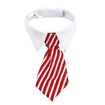 Red White Striped Tie Dog Shirt Collar