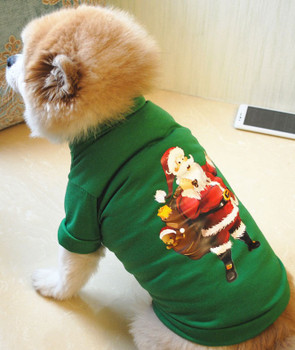 Green Santa Claus Christmas Dog T-Shirt