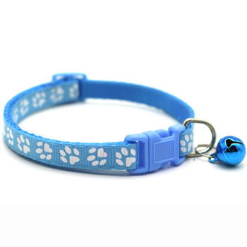 Small Light Blue Pawprint Nylon Dog Collar