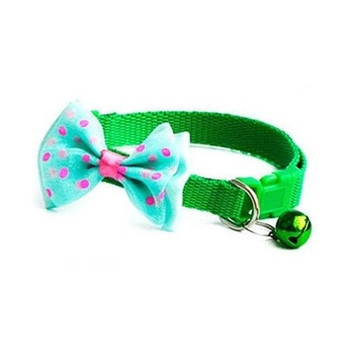 Small Green Bow Nylon Dog Collar