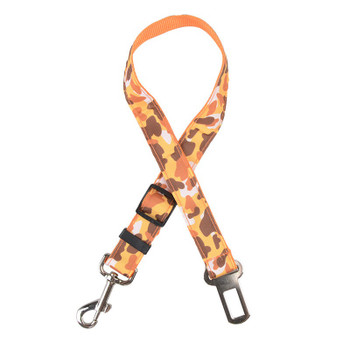 Orange Camo Car Seatbelt Dog Lead